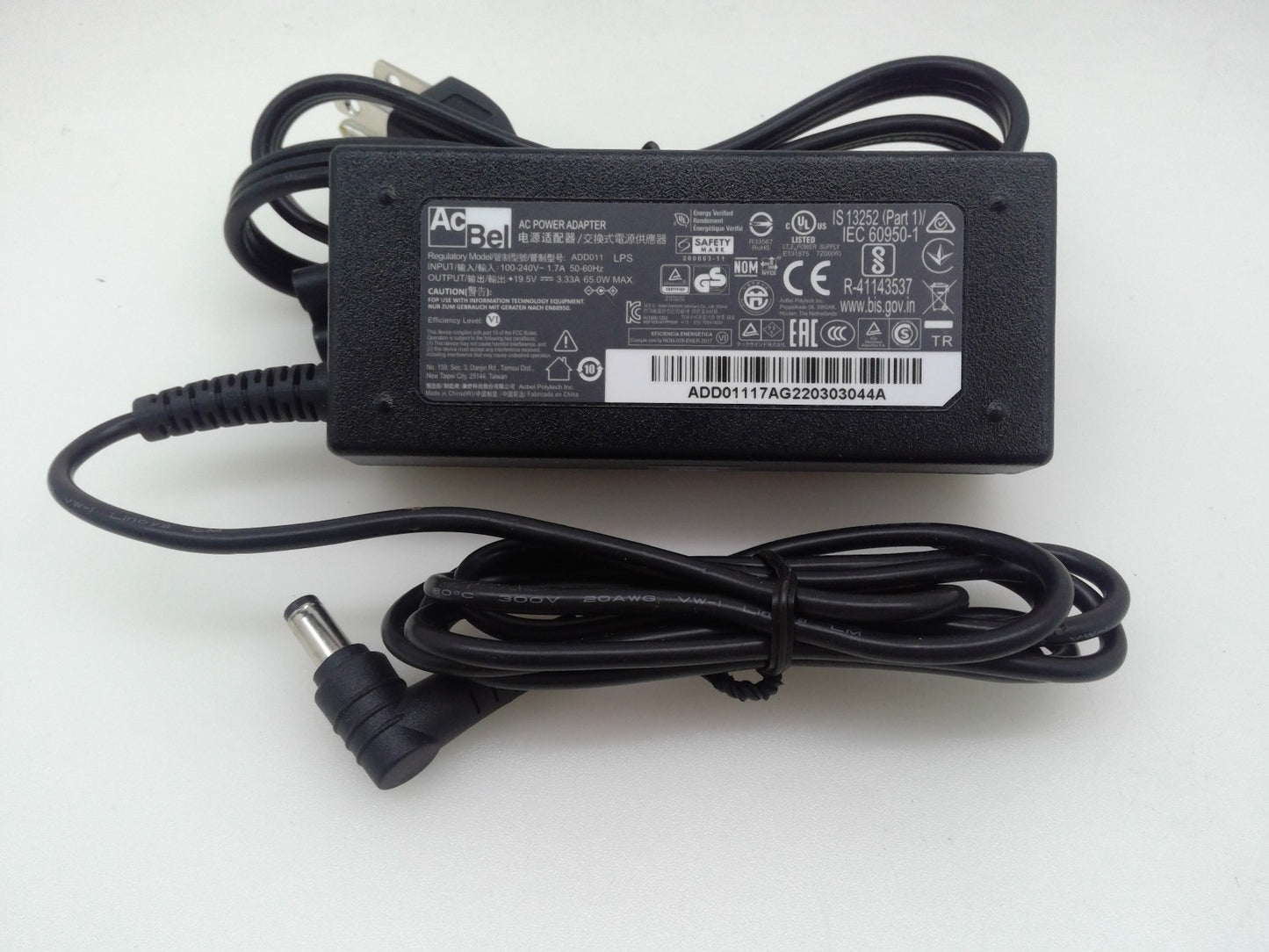 Genuine AcBel ADD011 AC Adapter 19.5V 3.33A Power Supply Charger 65W 5.5*2.5mm