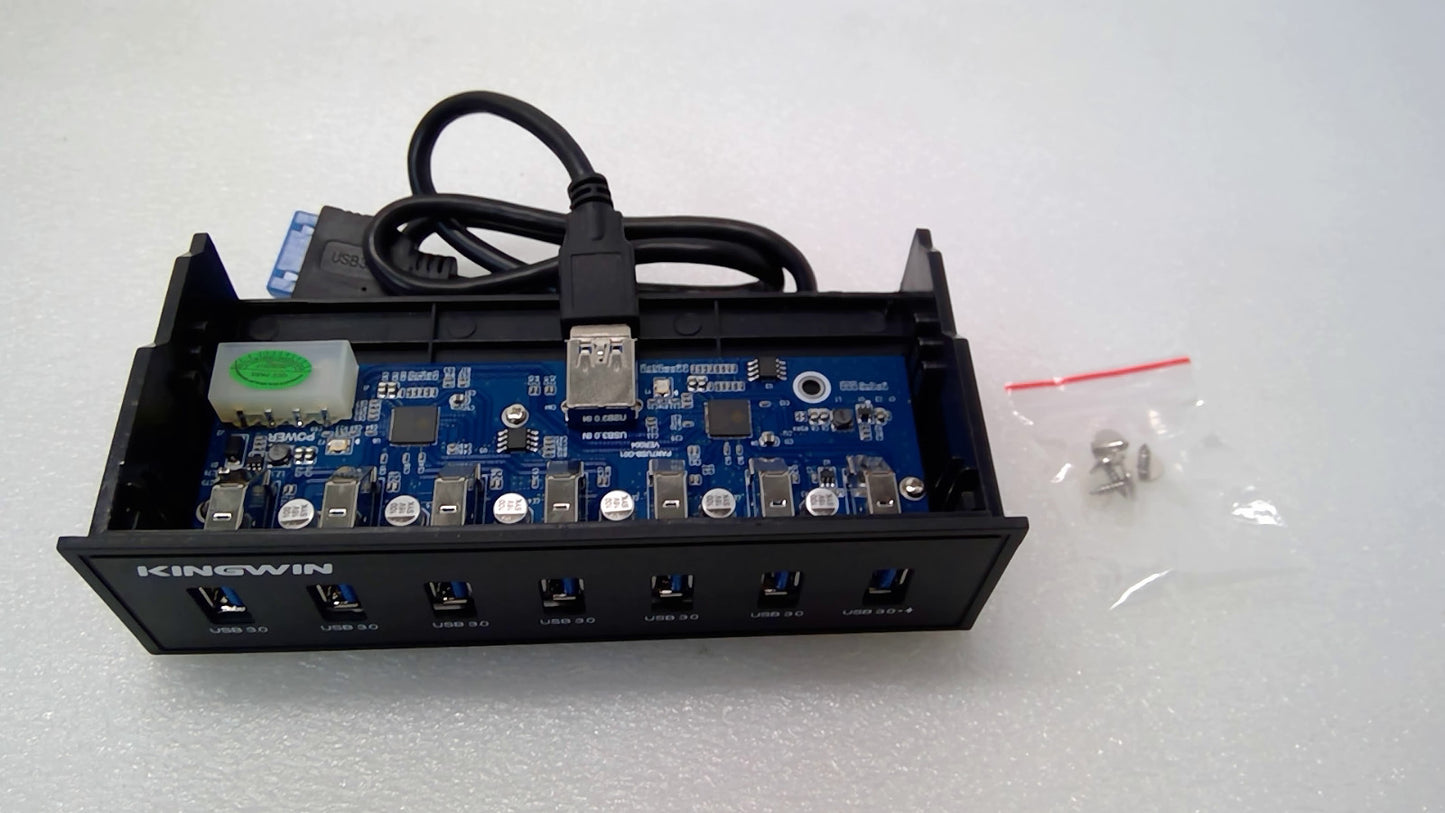 open box Kingwin KW525-7U3C 7-Port USB 3.0 Hub with 1 x Fast Charging Port