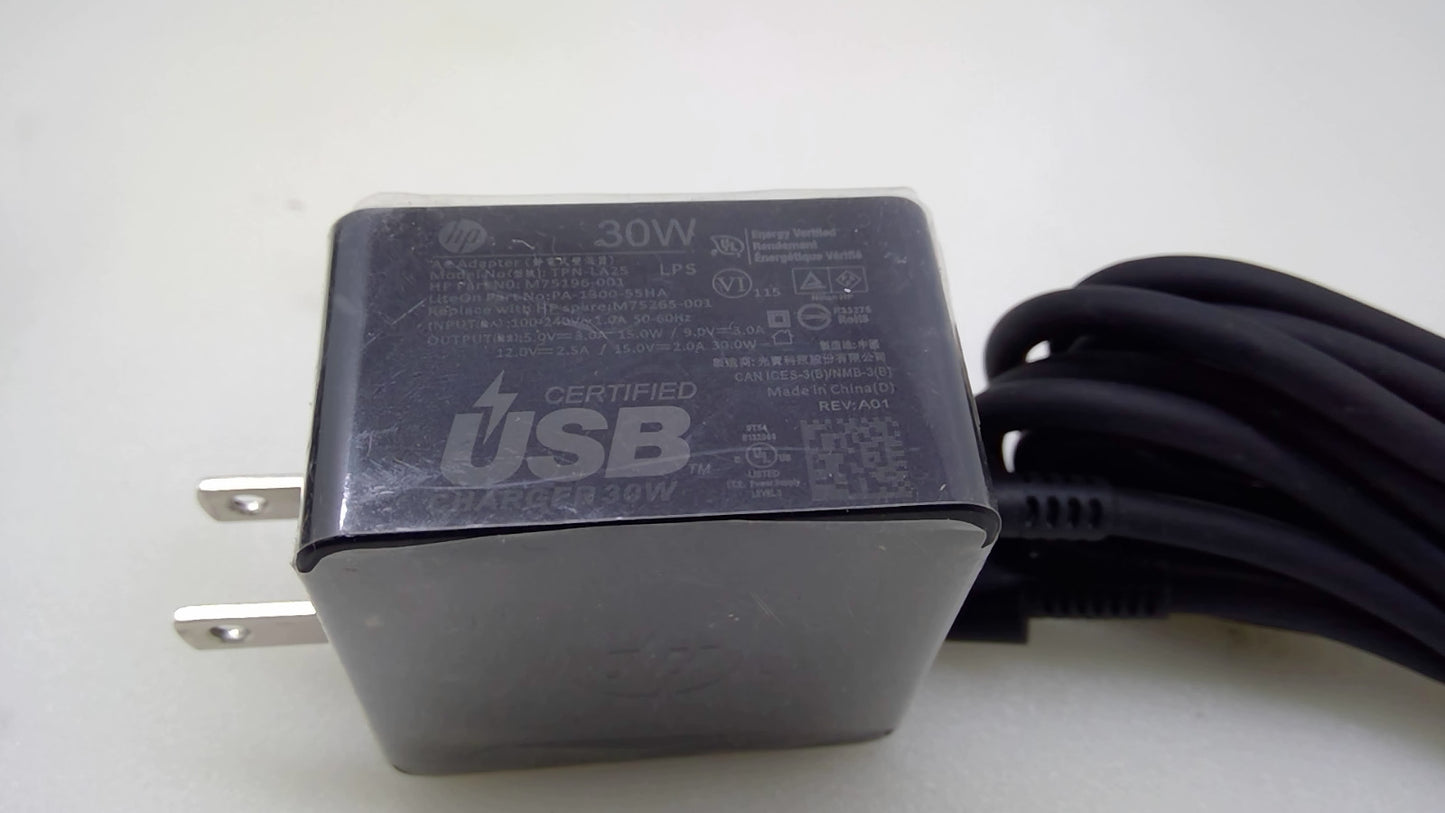 Genuine HP 30W USB-C Wall Charger TPN-LA25 M75196-001 M75265-001 Type-C