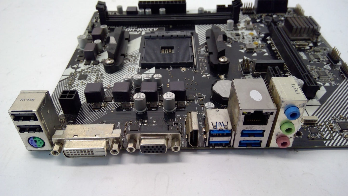 ASRock A320M-HDV AM4 MicroATX M.2 HDVI DDR4 MOTHERBOARD NO WIFI NO I/O Shield