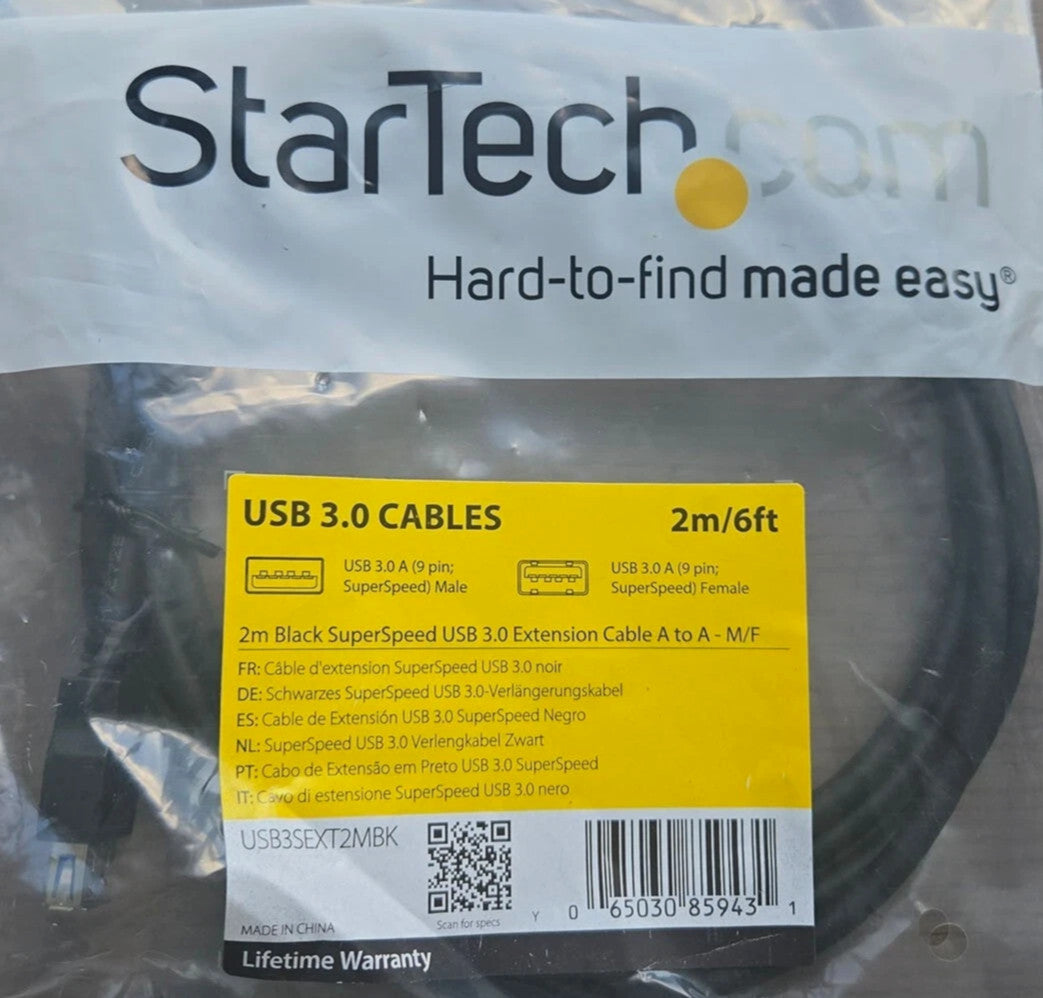 LOT OF 4 StarTech 6ft USB 3.0A To USB 3.0A M/F(5Gbps)Extender Cable USB3SEXT2MBK