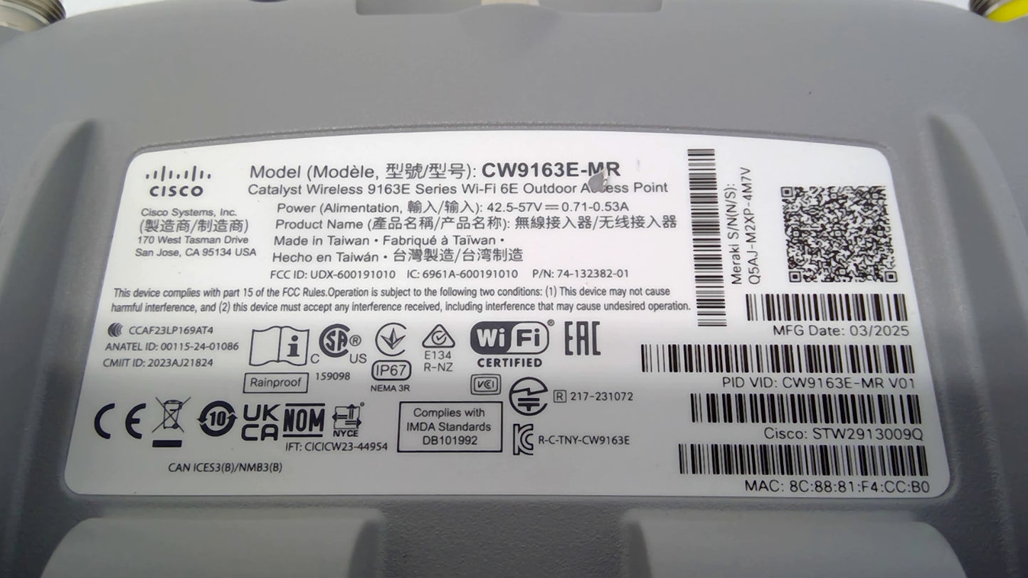 Cisco Meraki CW9163E-MR WiFi6E Outdoor Cloud Wireless Access Point! L@@K