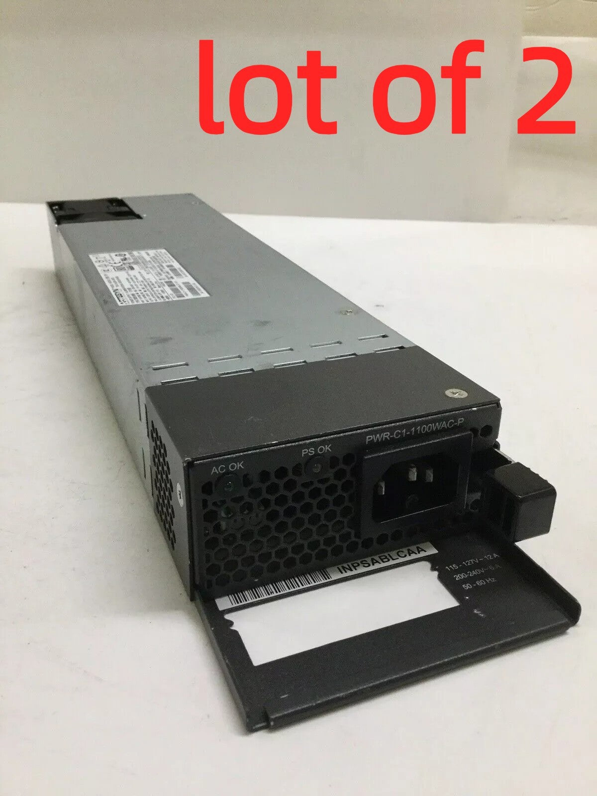*Lot of 2* Cisco PWR-C1-1100WAC-P 1100W AC Power Supply for 3850 C9300 Series