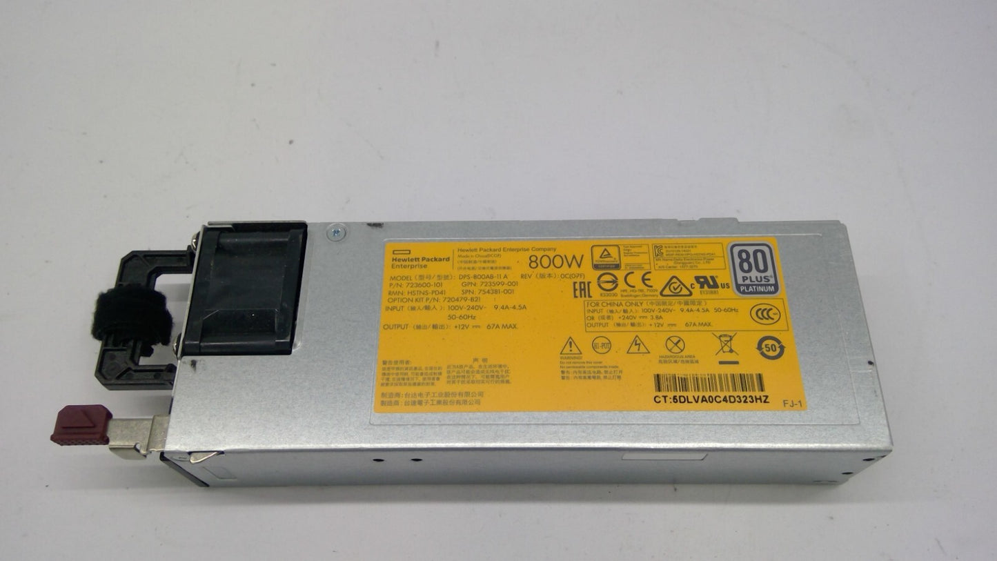 HP 800W 80+ Platinum Power Supply 723600-101 754381-001 DPS-800AB-11A for Gen 9