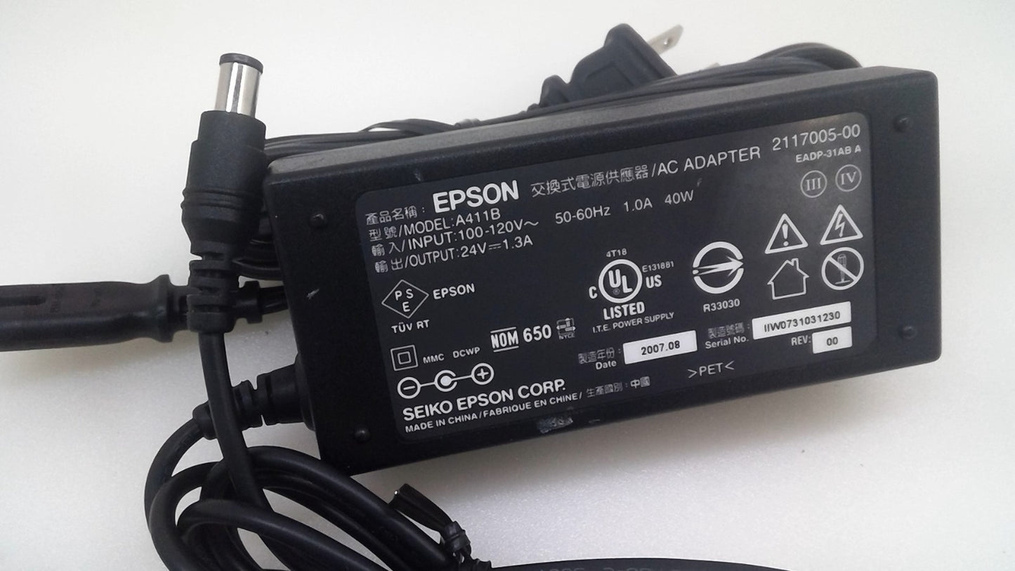 Genuine EPSON A411B  24V 1.3A 40W AC Adapter for Perfection V600 Photo Scanner
