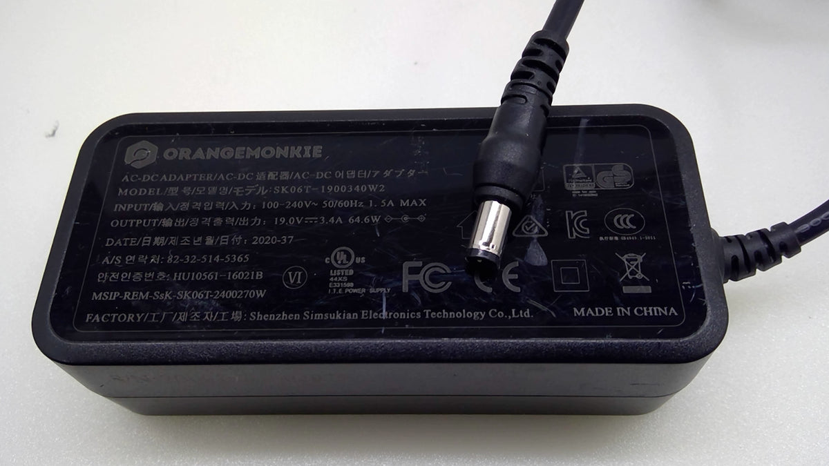 ORANGEMONKIE Foldio3 65W 19V 3.4A AC Adapter SK06T-1900340W2 5.5x2.1mm