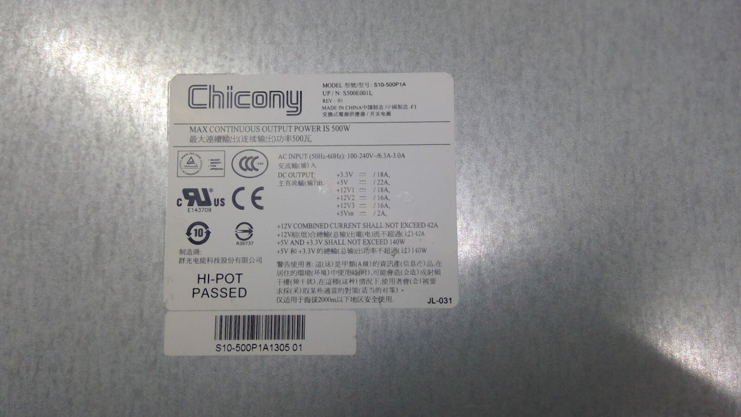 Chicony S10-500P1A S500E00IL 500W 1U power supply