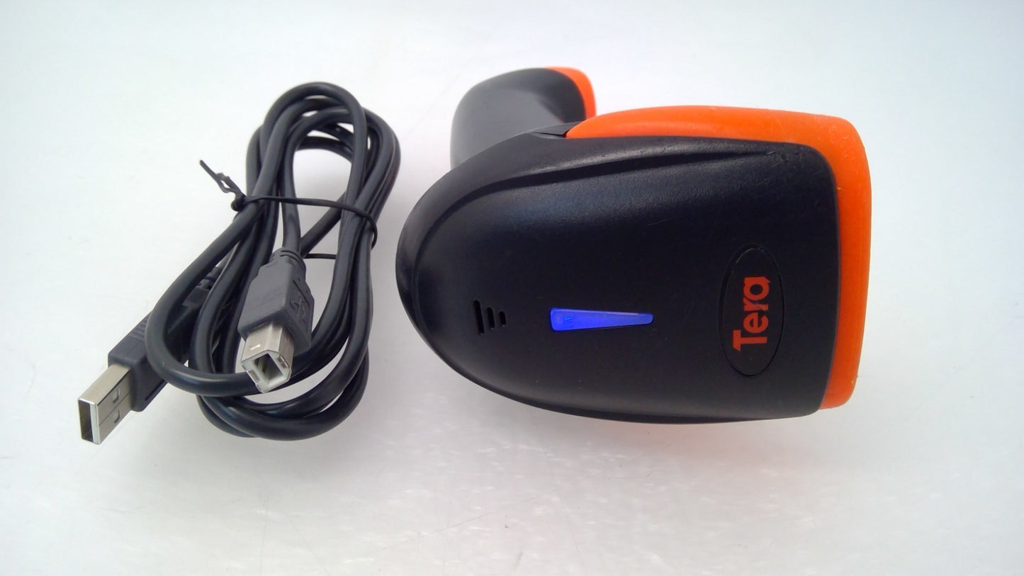 TERA HW0002 2D Wireless Barcode Scanner Orange W/ Cable And USB Receiver