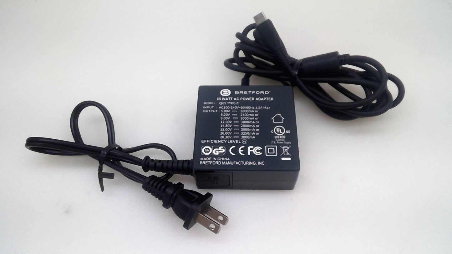 BRETFORD 65W USB-C AC Power Adapter Fast Charger Q65 TYPE-C