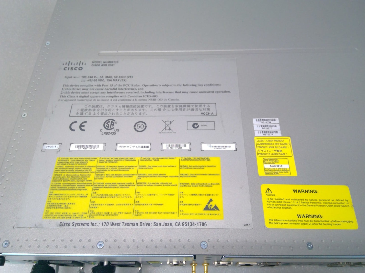 CISCO ASR-9001 w/ ASR-9001-FAN Fan and Dual A9K-750W-AC Power Router