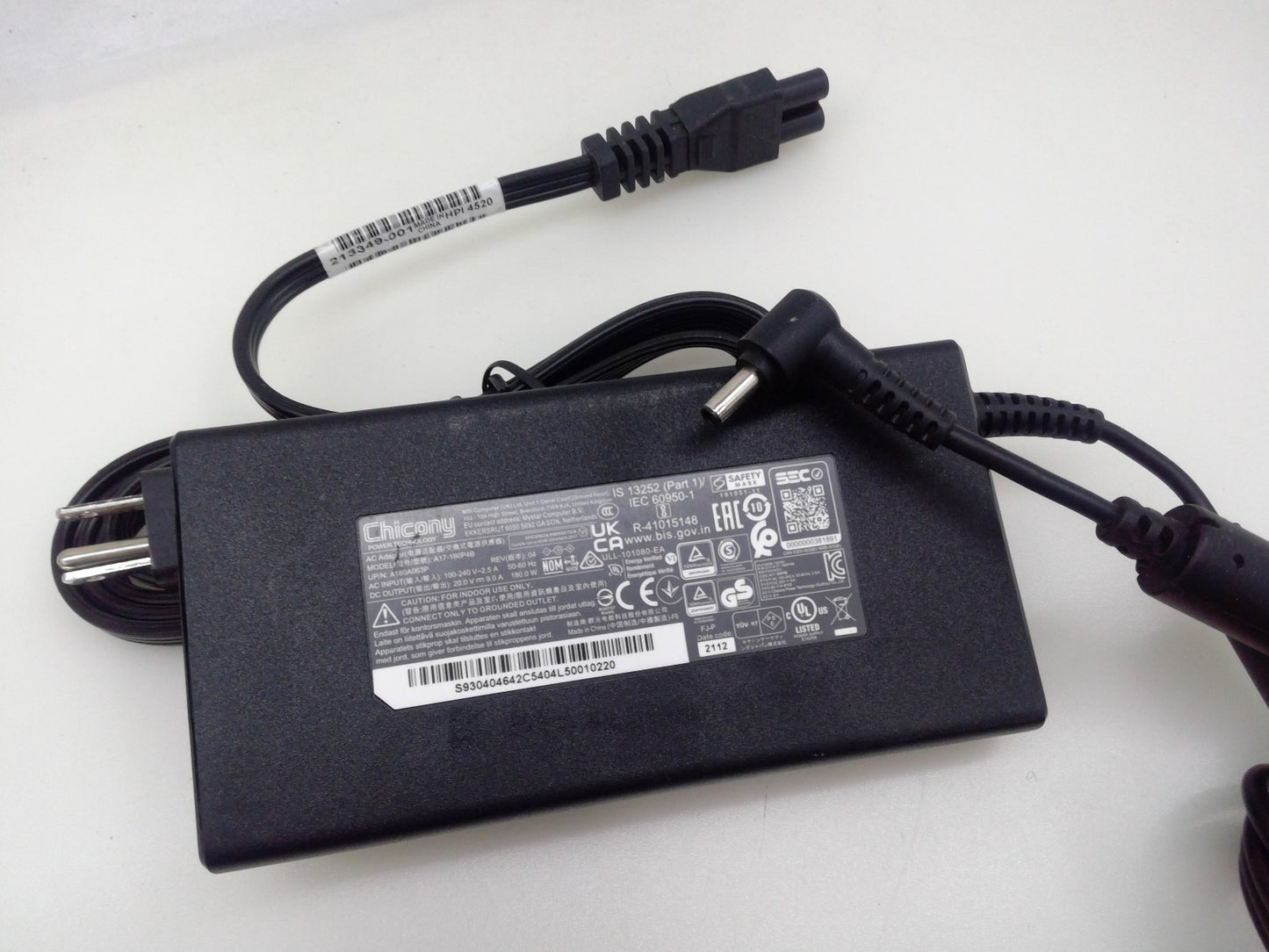 OEM Chicony A17-180P4B FOR MSI GF75 Thin 10UEK-048US Charger Adapter 20V 4.5*3.0