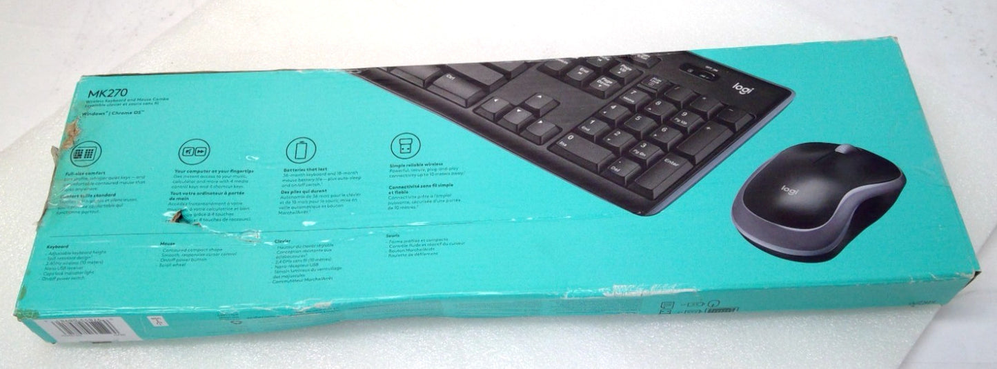 New Logitech MK270 Wireless Keyboard Mouse Combo 920-004536