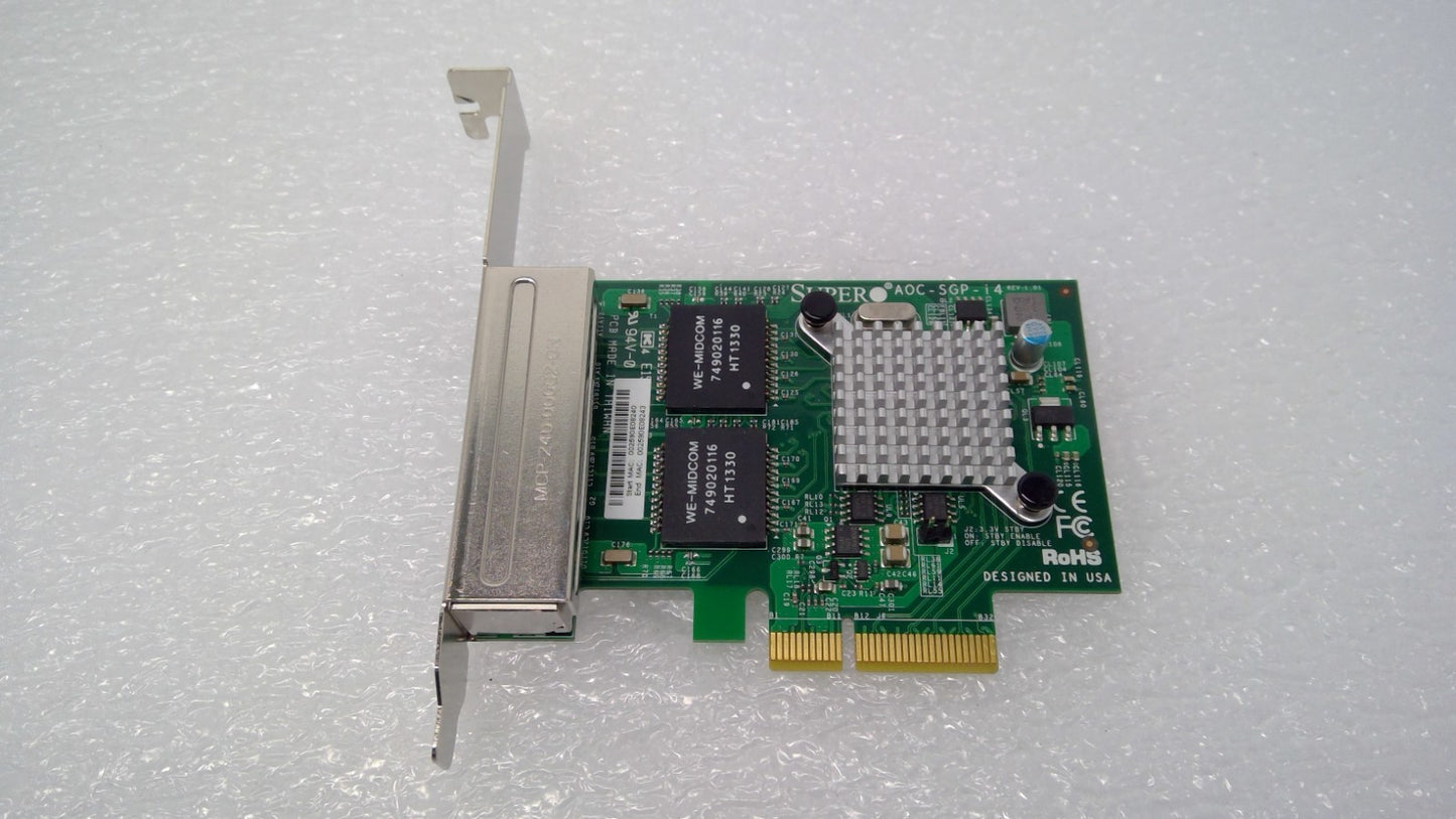 SuperMicro AOC-SGP-i4 Quad-Port Gigabit PCIe x8 Network Card H/Profile