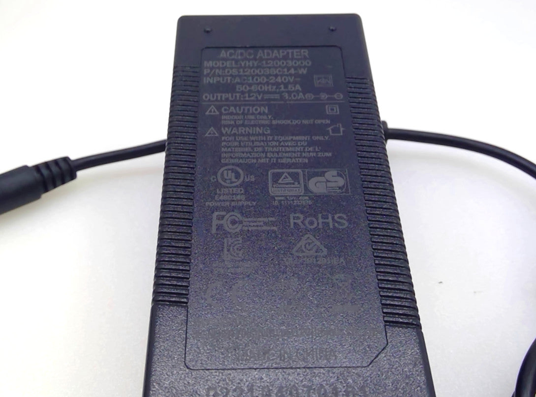 YHY-12003000 12V 3A 36W AC/DC Power Adapter w/ Power Cord