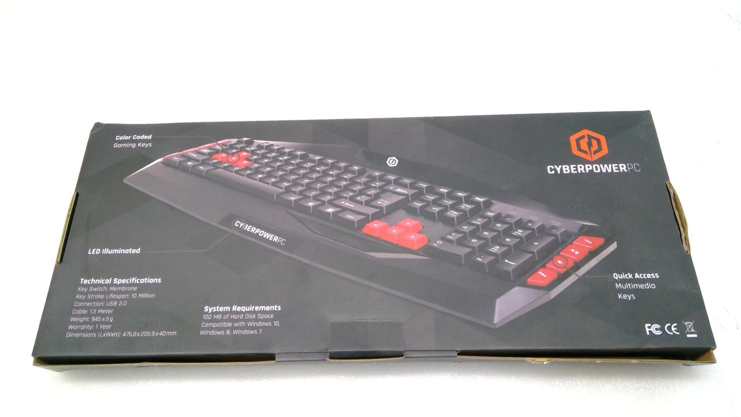 OPEN BOX Cyberpower PC Wired USB Multimedia Gaming Keyboard