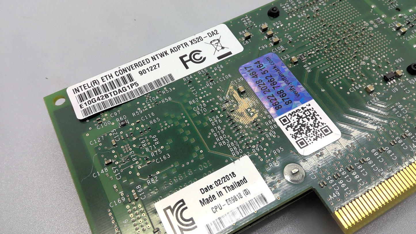 Intel X520-DA2 10Gbps Dual Port SFP+ PCI-E Card E10G42BTDAG1P5 Full Hight