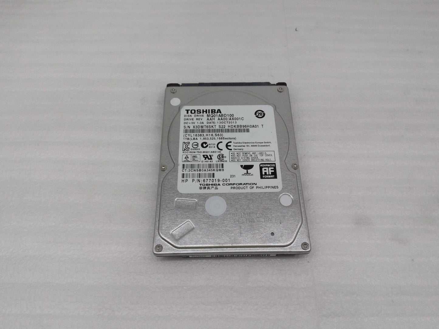 Toshiba MQ01ABD100/ 1TB 5400RPM 8MB 6Gb/s SATA-III  2.5" Laptop HDD