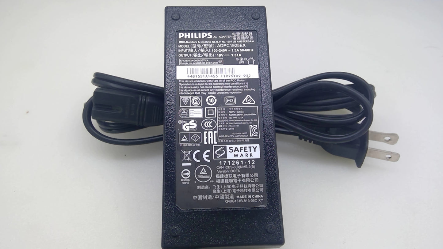 Genuine Philips TPV Electronics ADPC1925EX  AC/DC  Power Adapter 19V 1.31A 25W