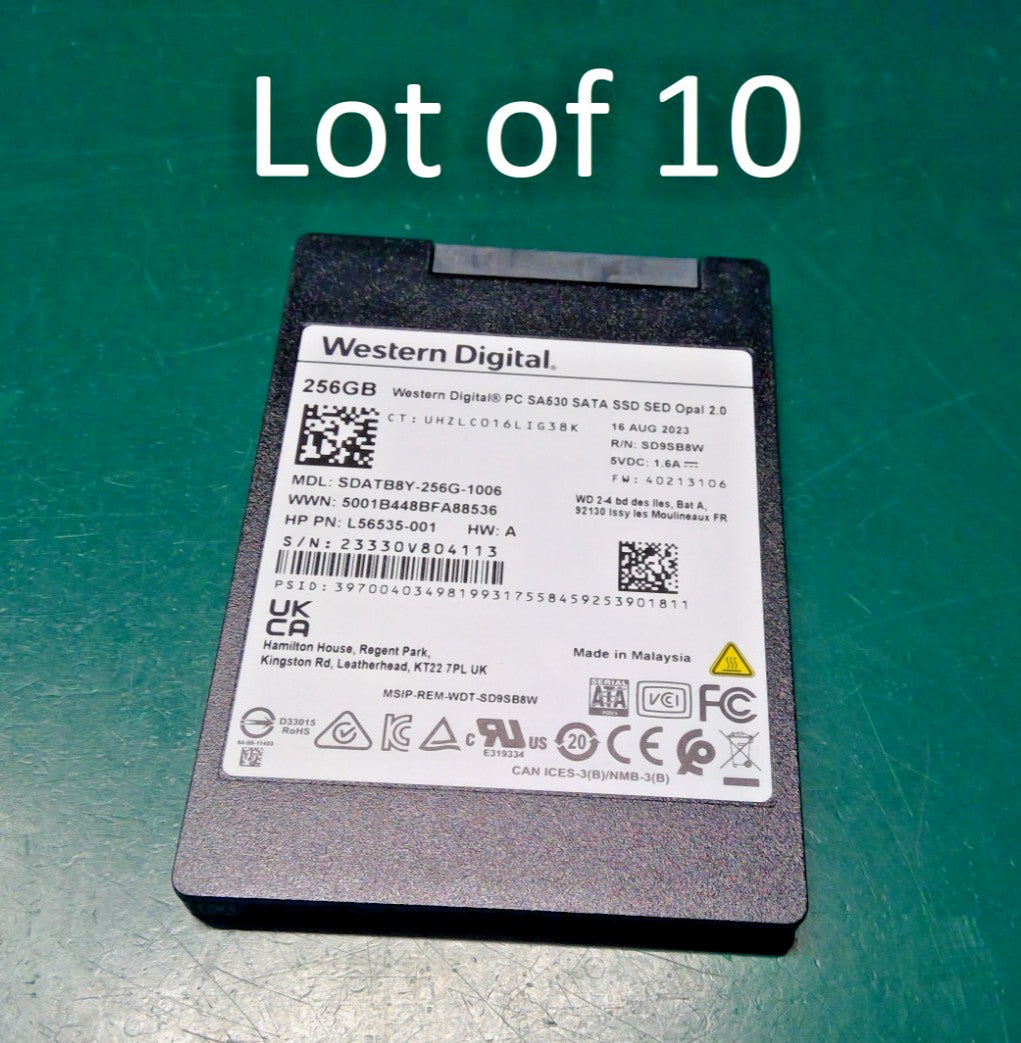 [Lot of 10] Western Digital SA530 256Gb SSD 2.5" SATA Internal Solid State Drive