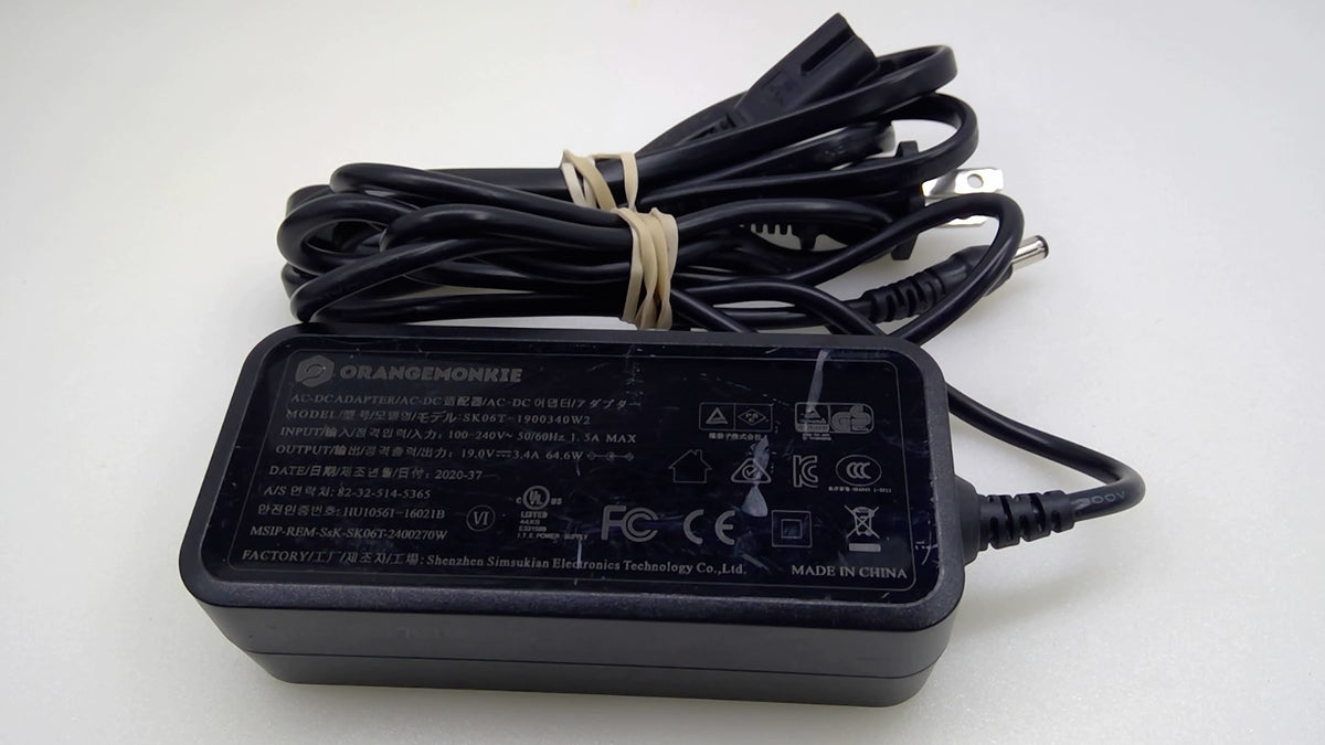 ORANGEMONKIE Foldio3 65W 19V 3.4A AC Adapter SK06T-1900340W2 5.5x2.1mm
