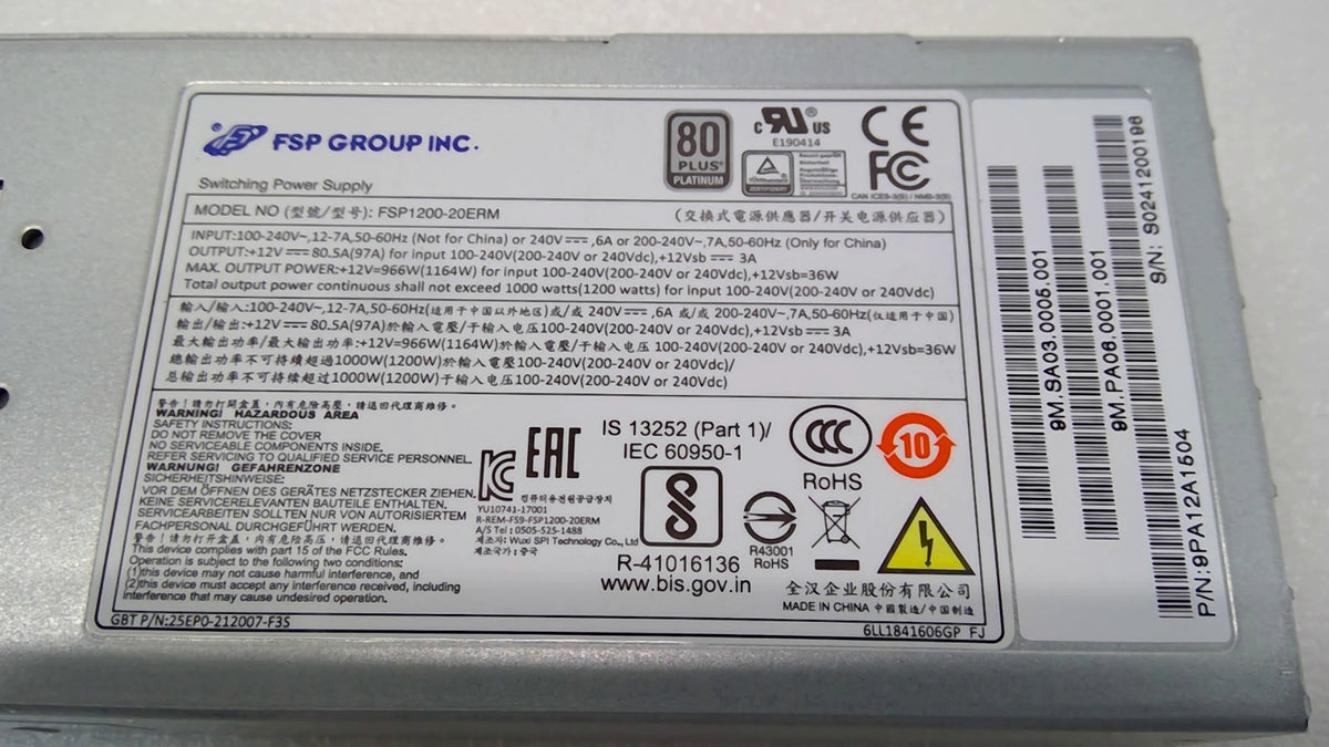 SFP Server Switching Power Supply FSP1200-20ERM 1200W kw