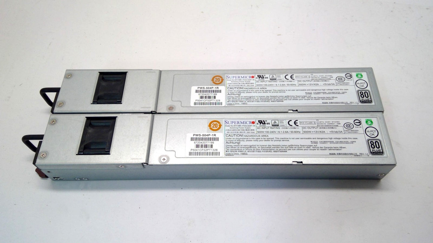 *Lot of 2* SuperMicro PWS-504P-1R  500W 80Plus Platinum Switching Power Supply