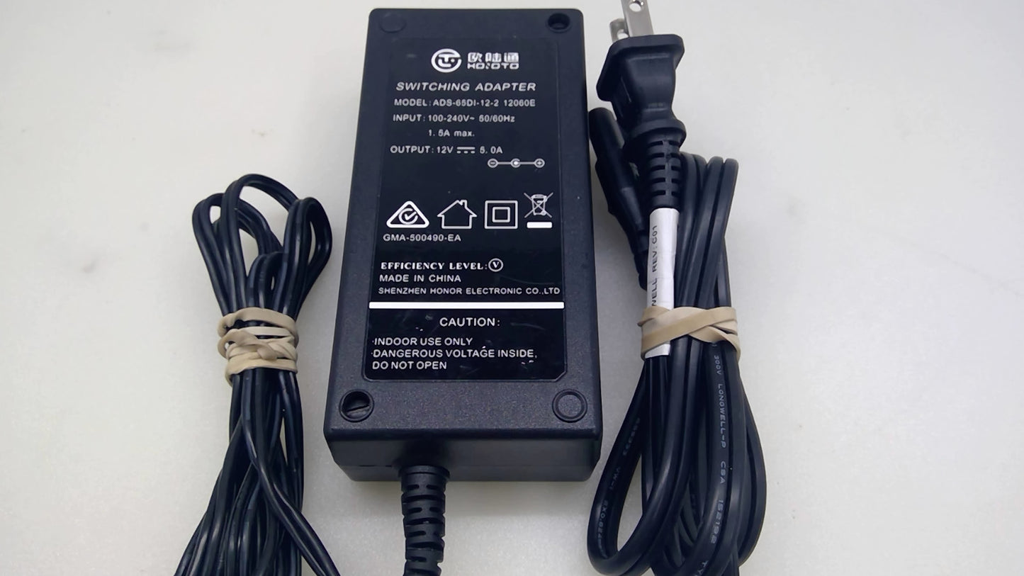Hoioto ADS-65DI-12-2 12060E 12V 5A 60W AC/DC Adapter 5.5mm x 2.5mm w/cord