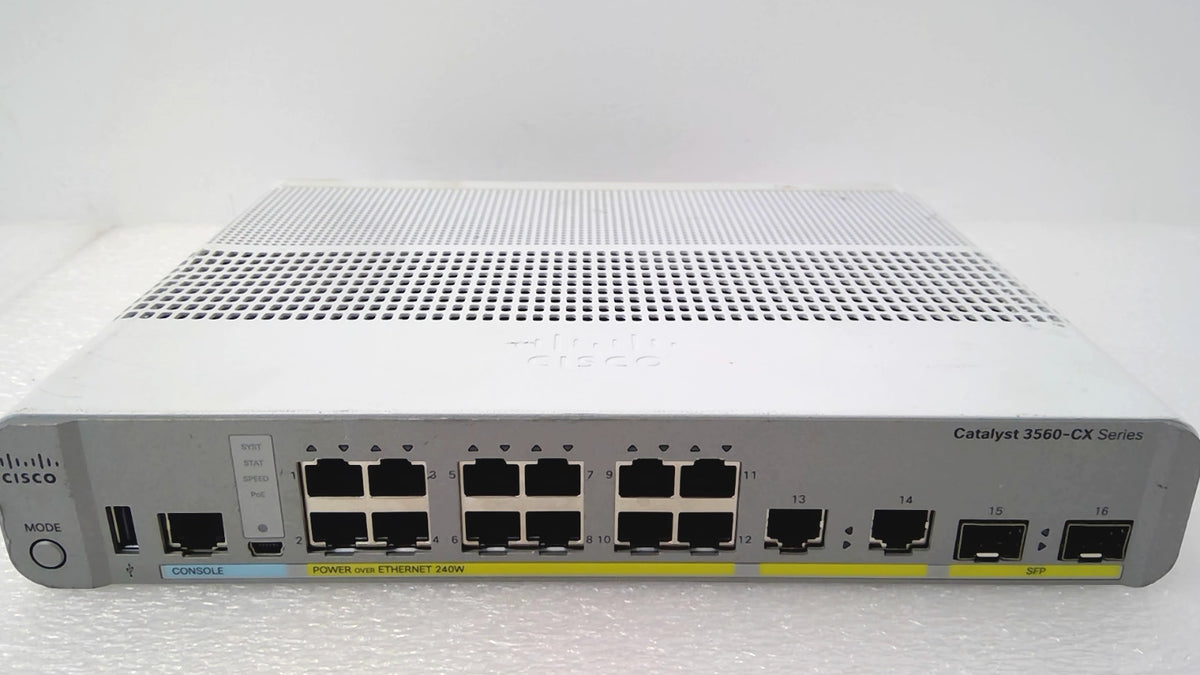 Cisco WS-C3560CX-12PC-S 12-Port Gigabit PoE+ Fanless Switch 2x SFP