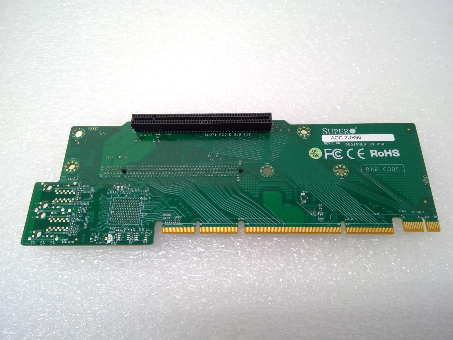 Supermicro Metal GPU Riser Cage Bracket 01-SC82968-XX00T-101 W/ AOC-2UR66 Card