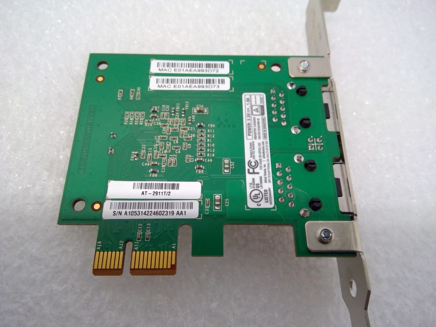 HP Allied Telesis AT-2911T/2-901 Dual Port 1GbE NIC N19127-001 For HP Z2 G9/Z4G5
