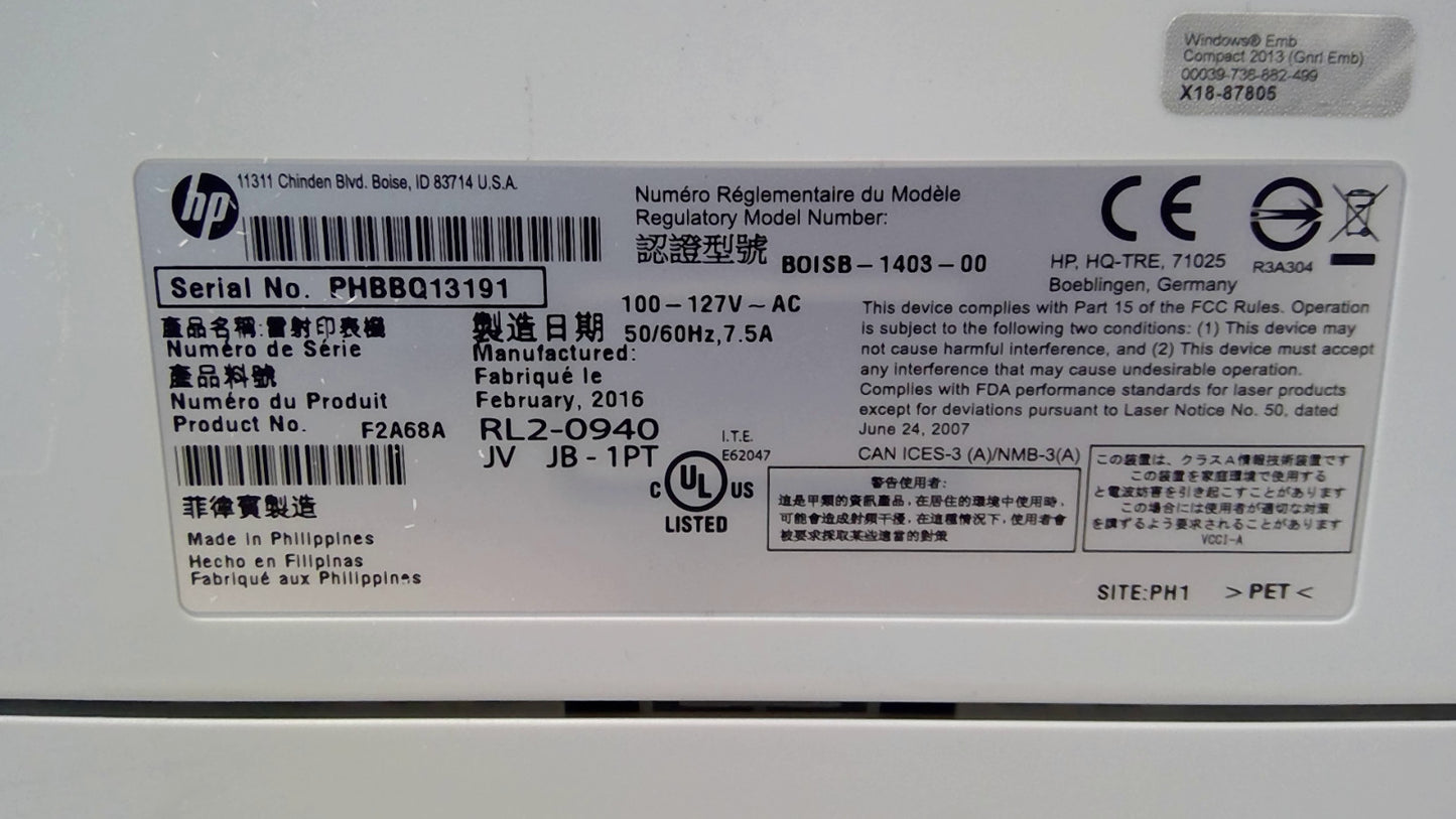 HP LaserJet Enterprise M506n F2A68A Network Monochrome Laser Printer w/Toner