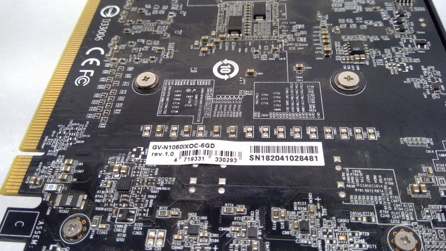 GIGABYTE GeForce GTX 1060 Mini ITX OC 6GB GV-N1060IXOC-6GD Video Card