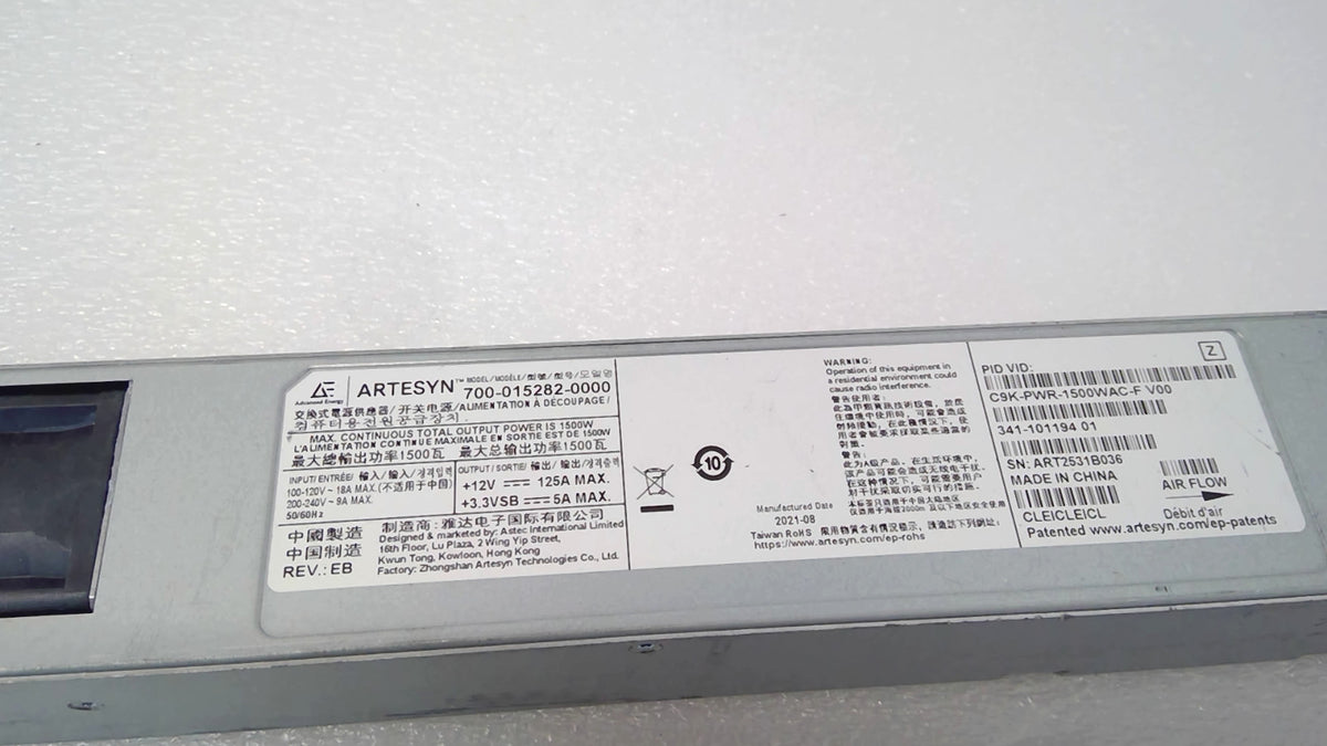 Cisco C9K-PWR-1500WAC-F Network Switch Power Supply Module for Catalyst 9500X