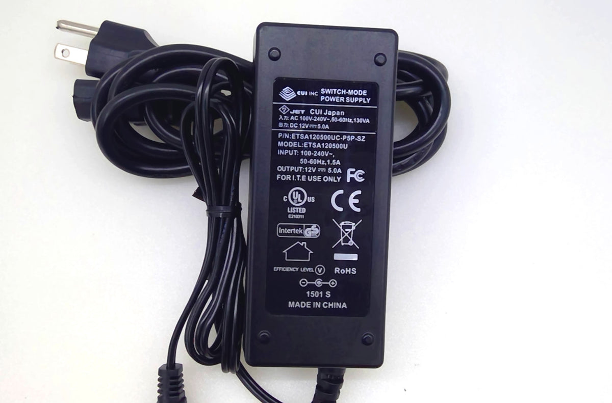 Gwnuine CUI ETSA120500U 12V 5A 60W AC Adapter 5.5 x 2.1mm W/Power Cord Item Spec