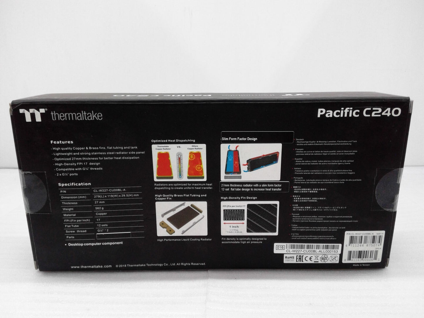 New Thermaltake Pacific C240 Slim Copper Radiator, CL-W227-CU00BL-A