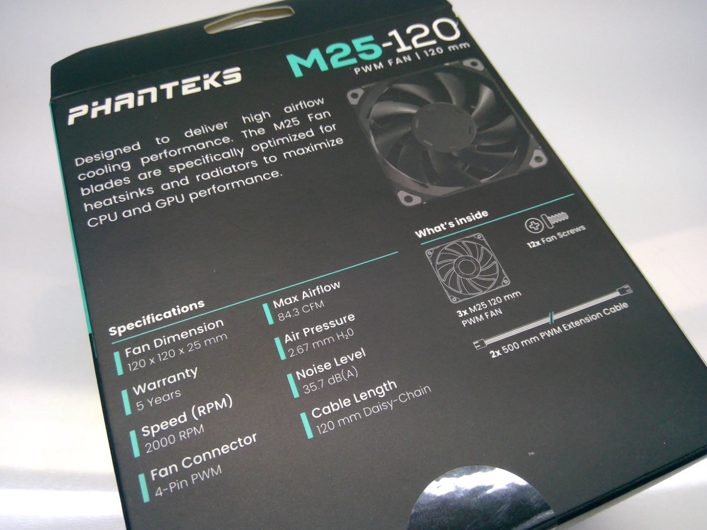 Phanteks M25-120 PWM FAN Triple Pack, 3x 120mm ARGB High Performance Black