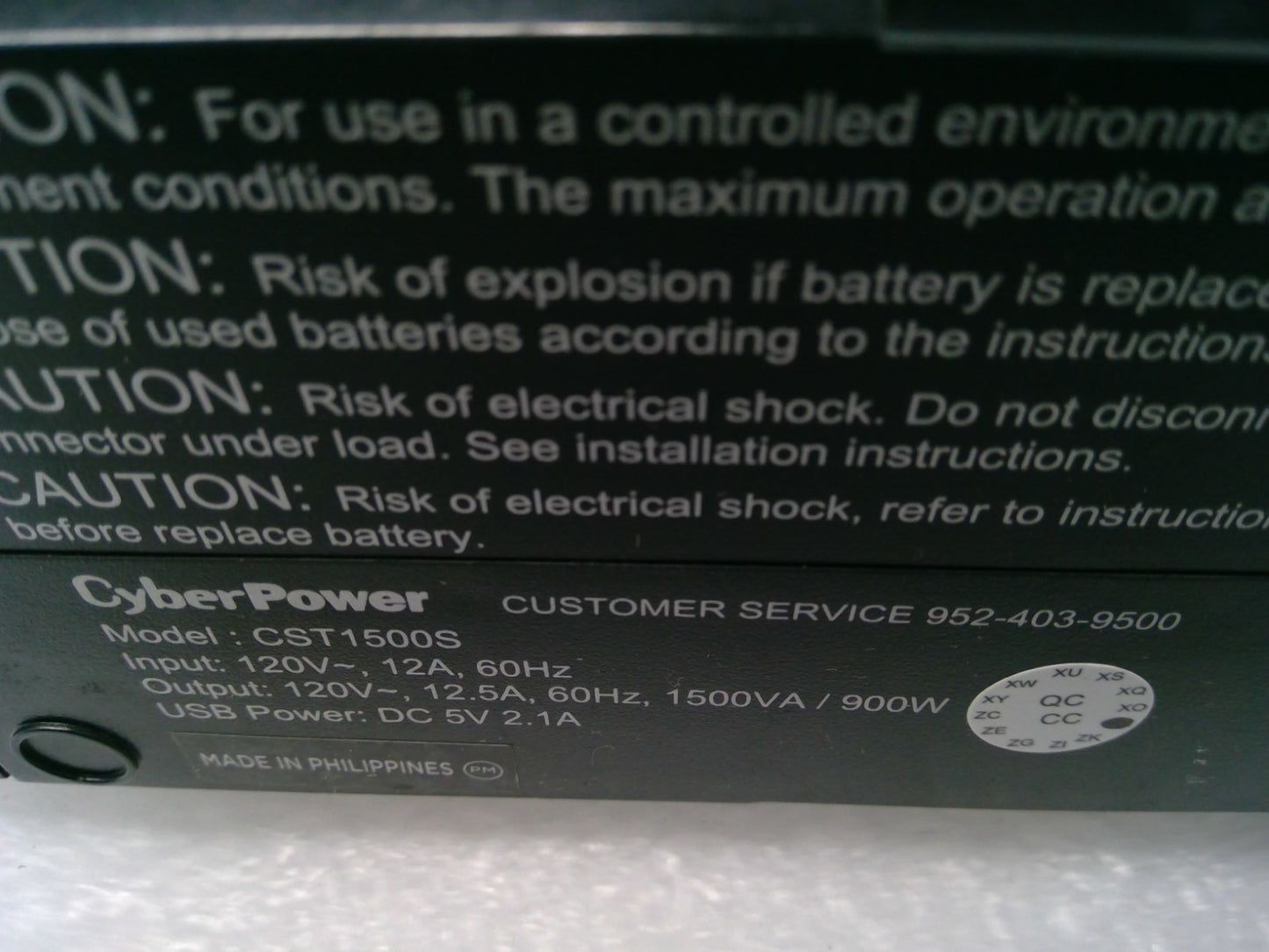 CyberPower CST1500S 900W Backup Portable Power Supply Black SINE WAVE *read*