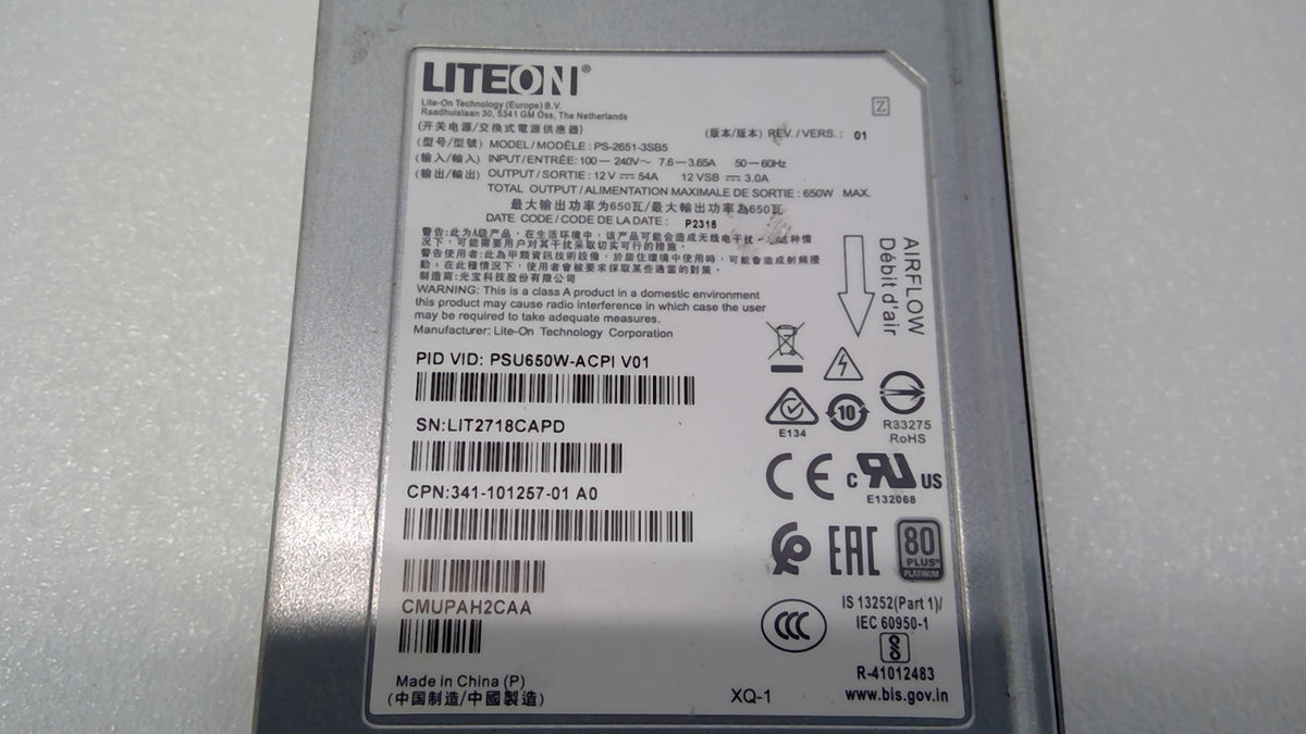 Cisco 650W PSU PSU650W-ACPI Port Side Exhaust for 8100 Series Routers *READ*