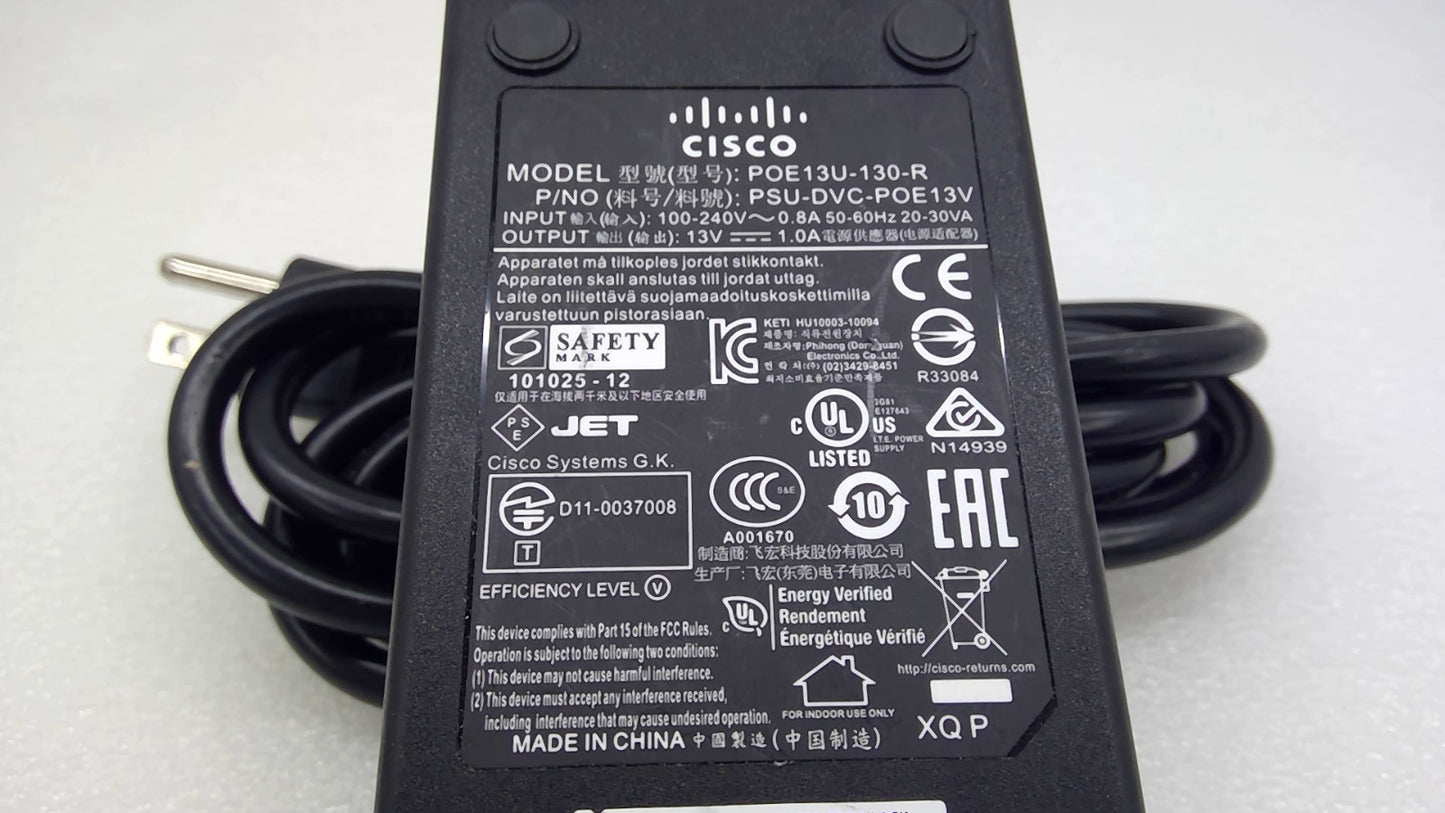 Lot of 2 Genuine Cisco AC Adapter POE13U-130-R For InTouch Device Power Supply