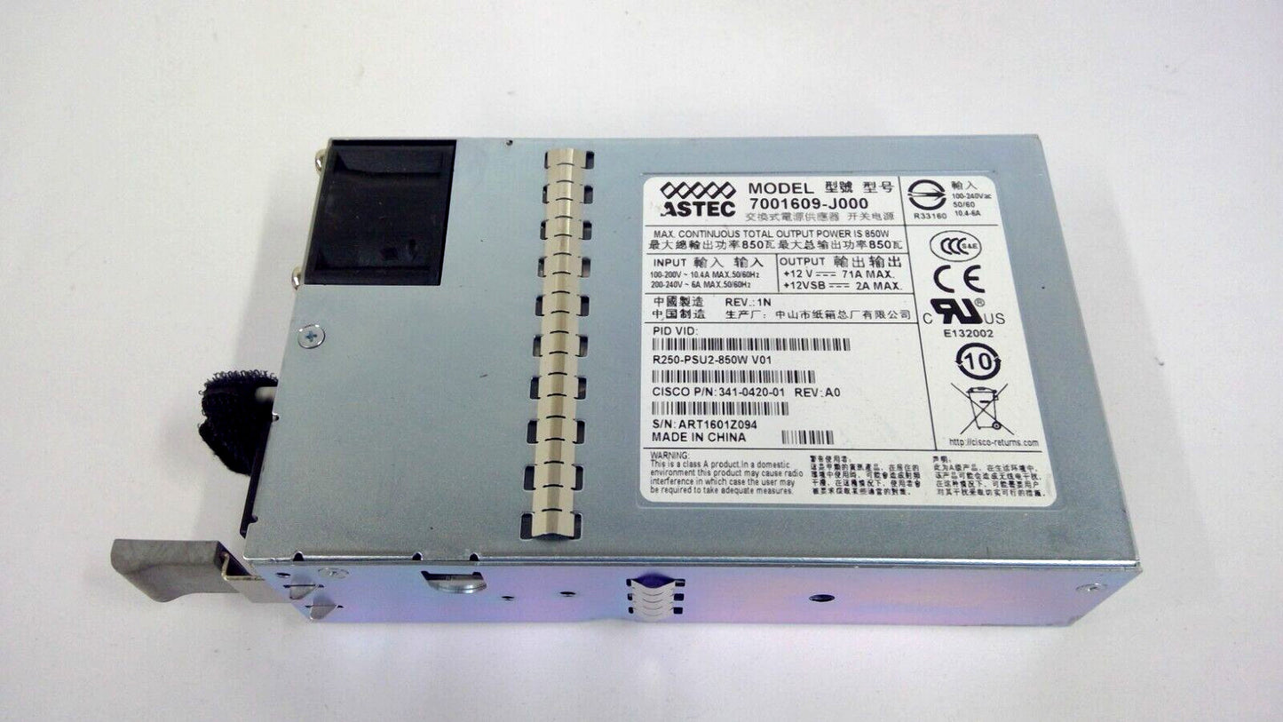 ASTEC 7001609-J000 R250-PSU2-850W Cisco p/n:- 341-0420-01, 850W Power Supply