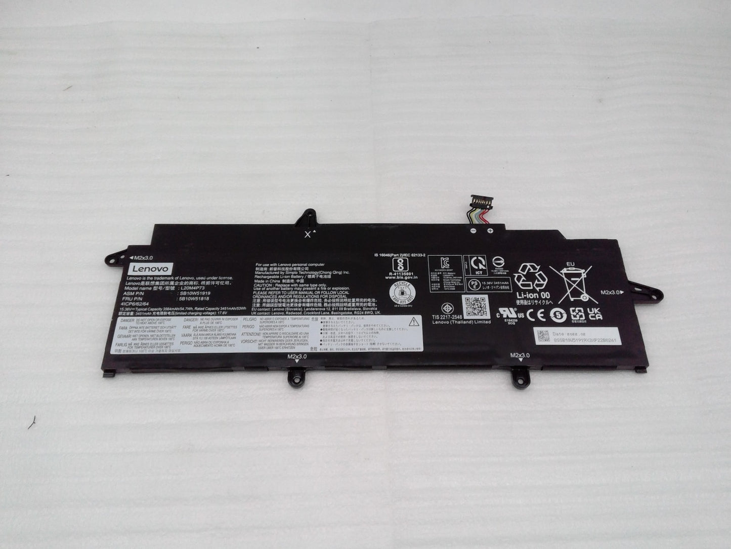 OEM Lenovo X13 Gen 2 13.3" Battery 15.36V 54.7Wh 3564mAh L20M4P73 5B10W51818