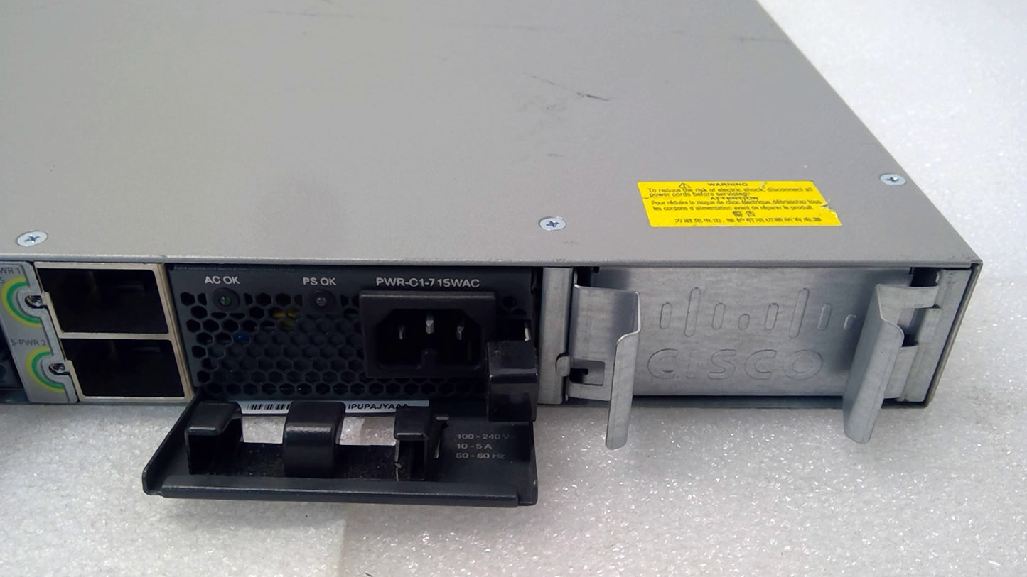 Cisco Catalyst WS-C3850-48P 48Port PoE+ Switch w/ C3850-NM-4-1G Network Module