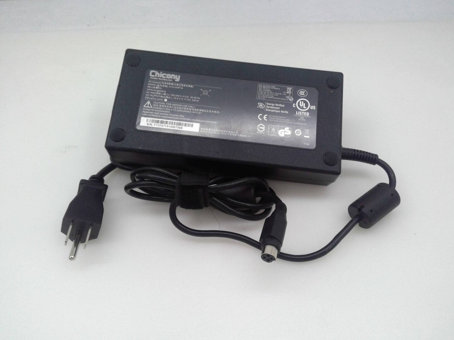 Genuine  Chicony AC Adapter A12-230P1A 19.5V 11.8A 230W 4-Pin Laptop Charger