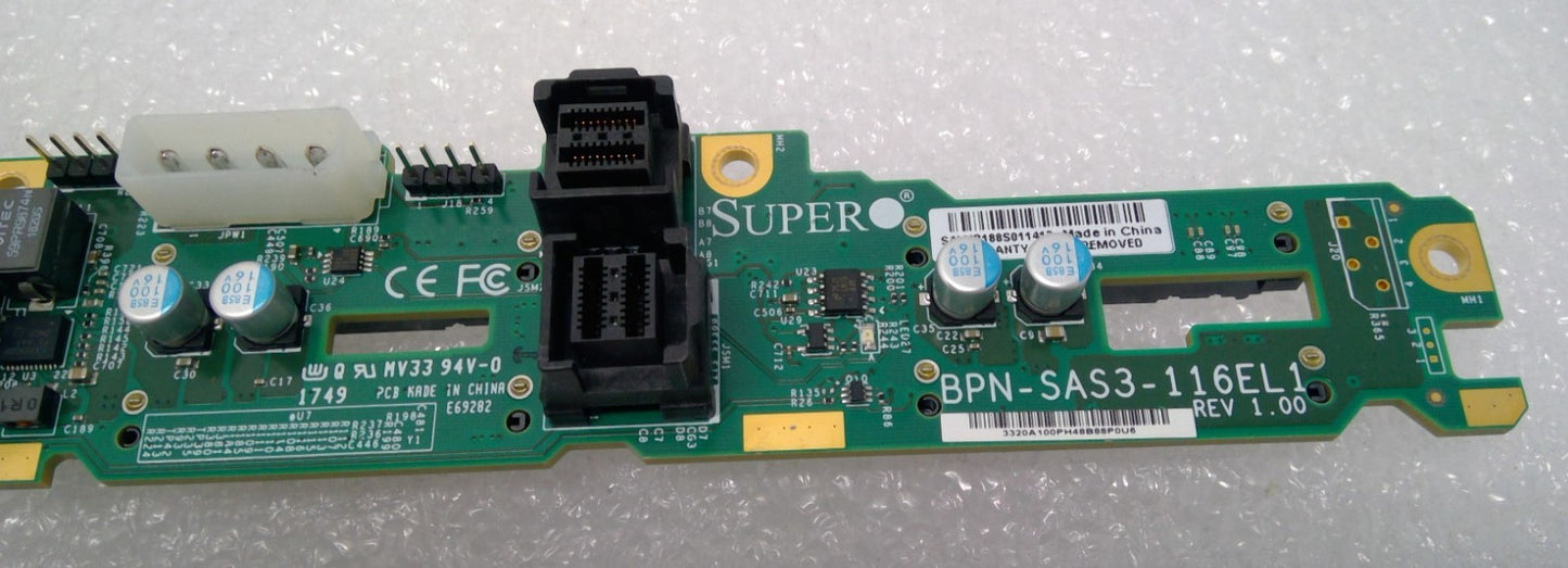 Supermicro 10x 2.5" SFF 12G SAS SATA Expander Backplane BPN-SAS3-116EL1