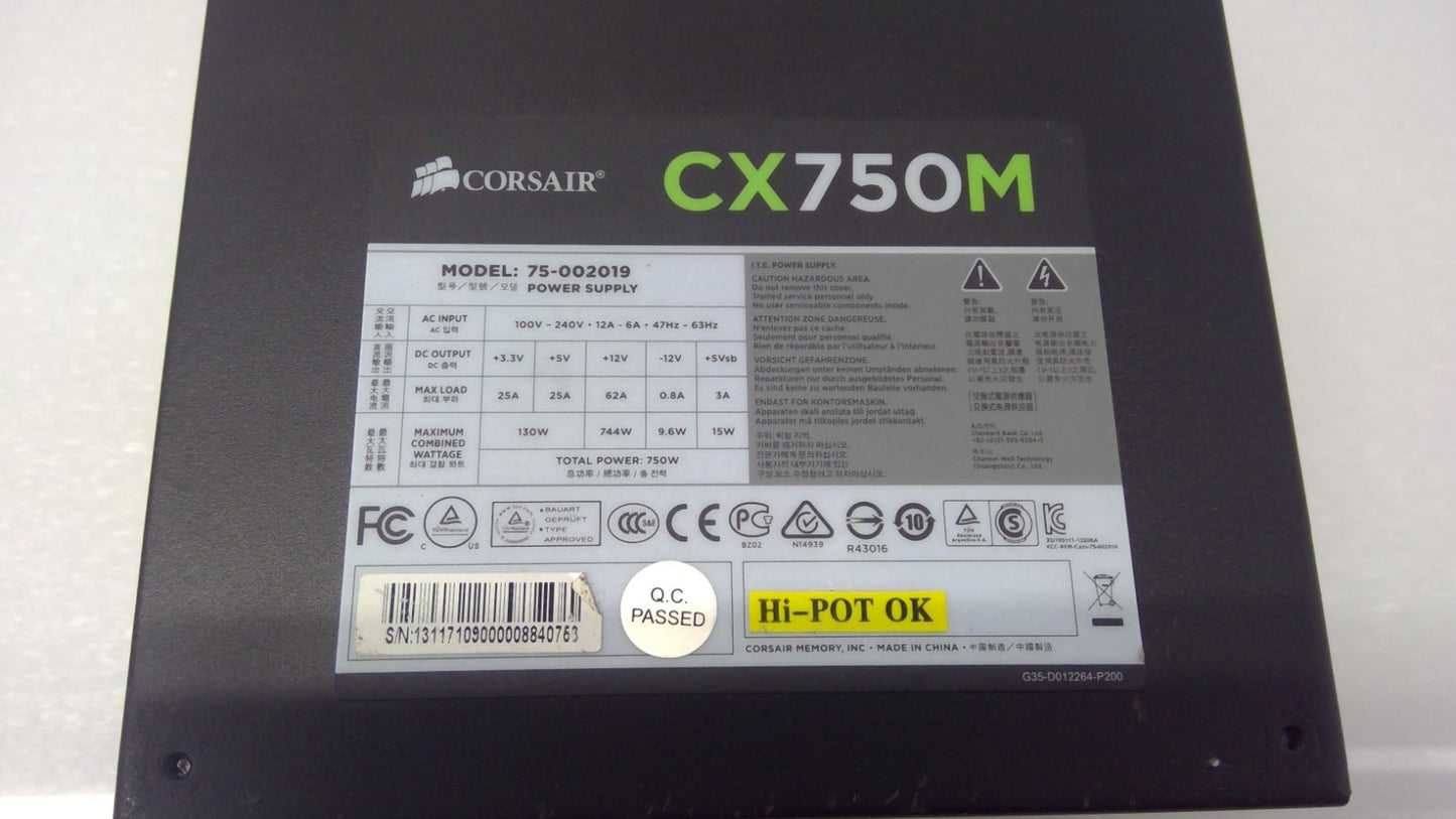 Corsair CX750M 750 Watt Bronze ATX Semi-Modular Power Supply