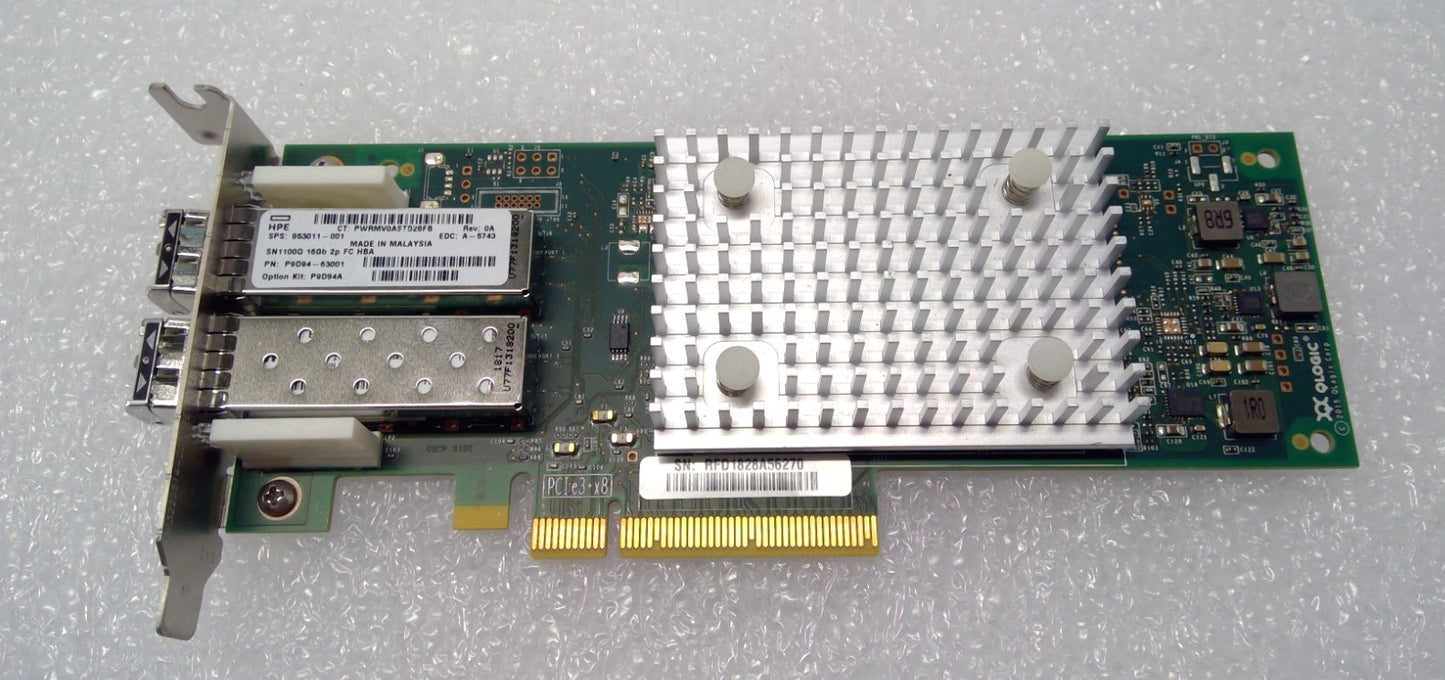 HPE HP 853011-001 QLE2692-HP 16GB SN1100Q Dual Port FC HBA w/ 2x 16GB SFP
