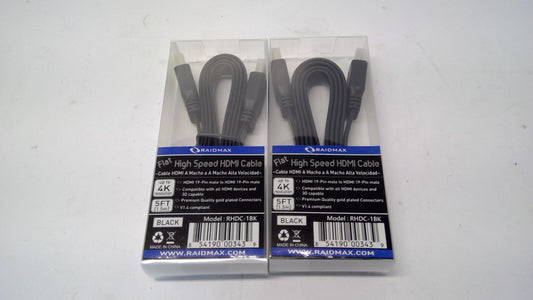 RAIDMAX Flat HDMI Cable 5FT 1080P BLURAY 3D TV DVD PS3 LCD LED ETHERNET HD 2PACK