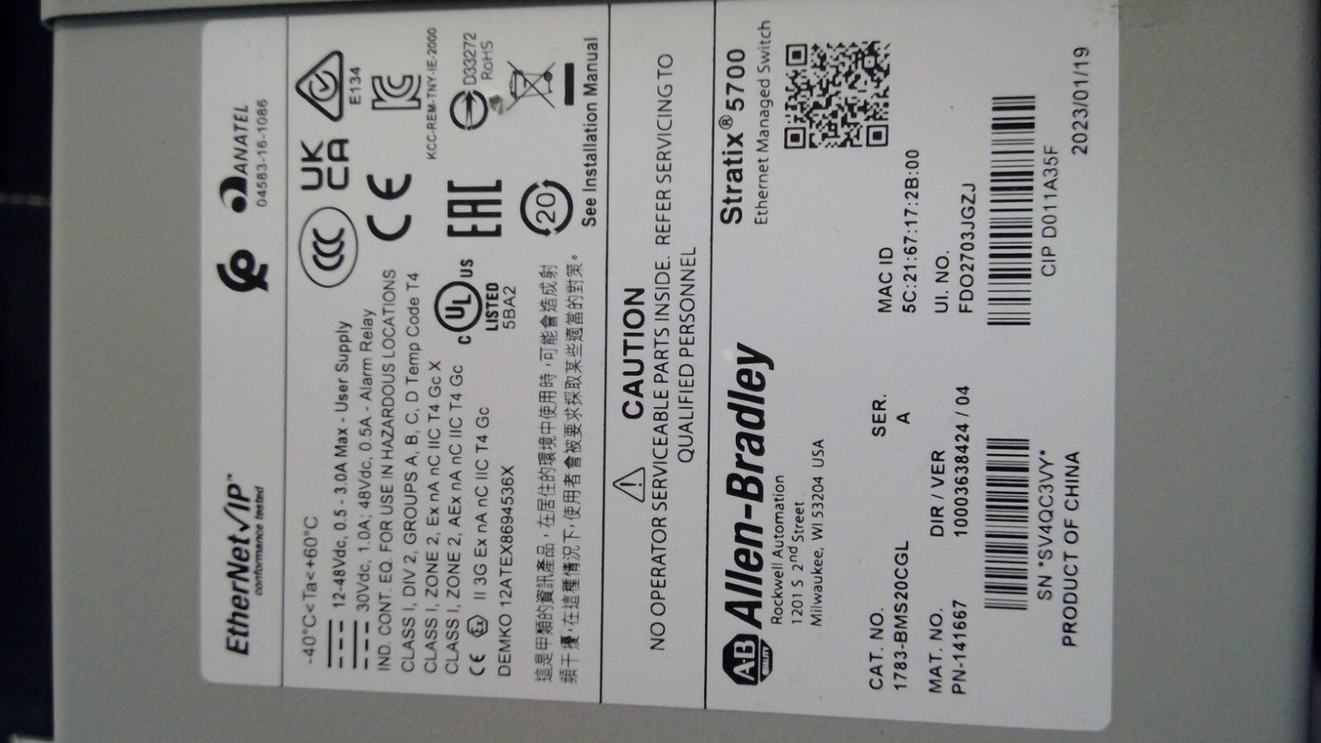 ALLEN-BRADLEY / STRATIX 5700  PLC Module   1783-BMS20CGL