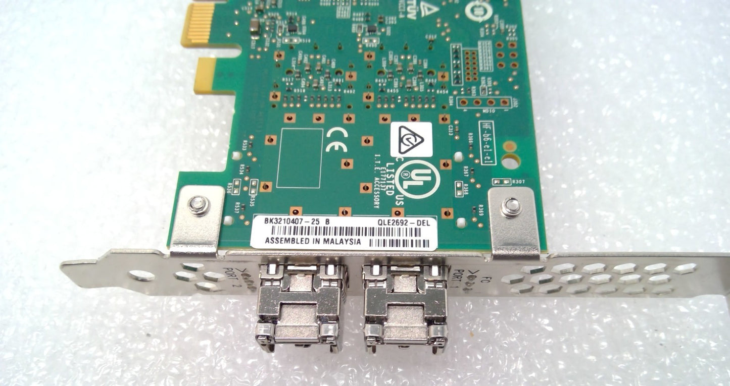 QLogic CK9H1 YCVFG Dual Port Fiber Channel HBA QLE2692-DEL W/2 16G SFP