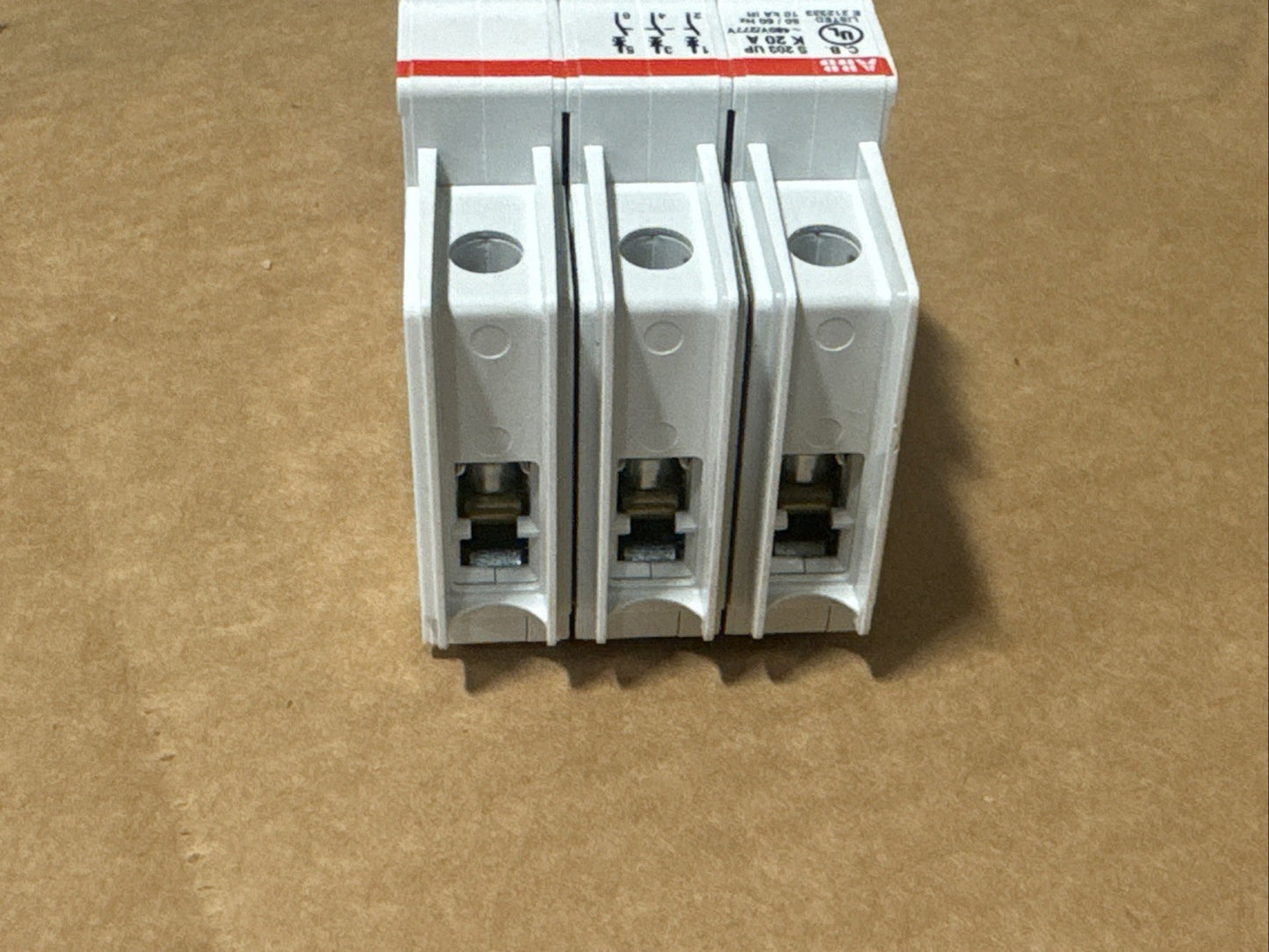 ABB S203U-K20A Circuit Breaker, 20 Amp, 240Vac, 3-Pole, UL489, DIN Rail Mount